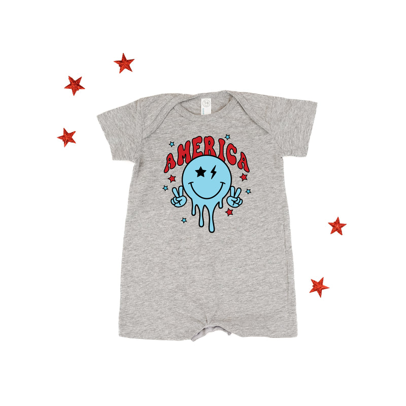 America Peace Smiley - Short Sleeve / Shorts - One Piece Baby Romper