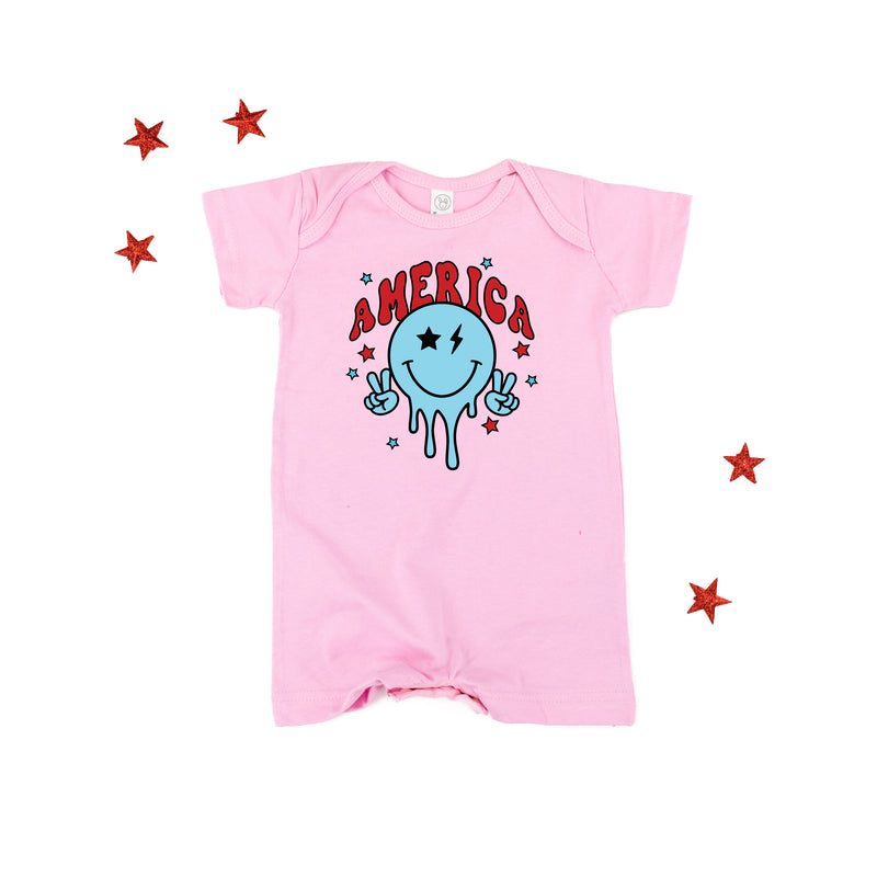 America Peace Smiley - Short Sleeve / Shorts - One Piece Baby Romper