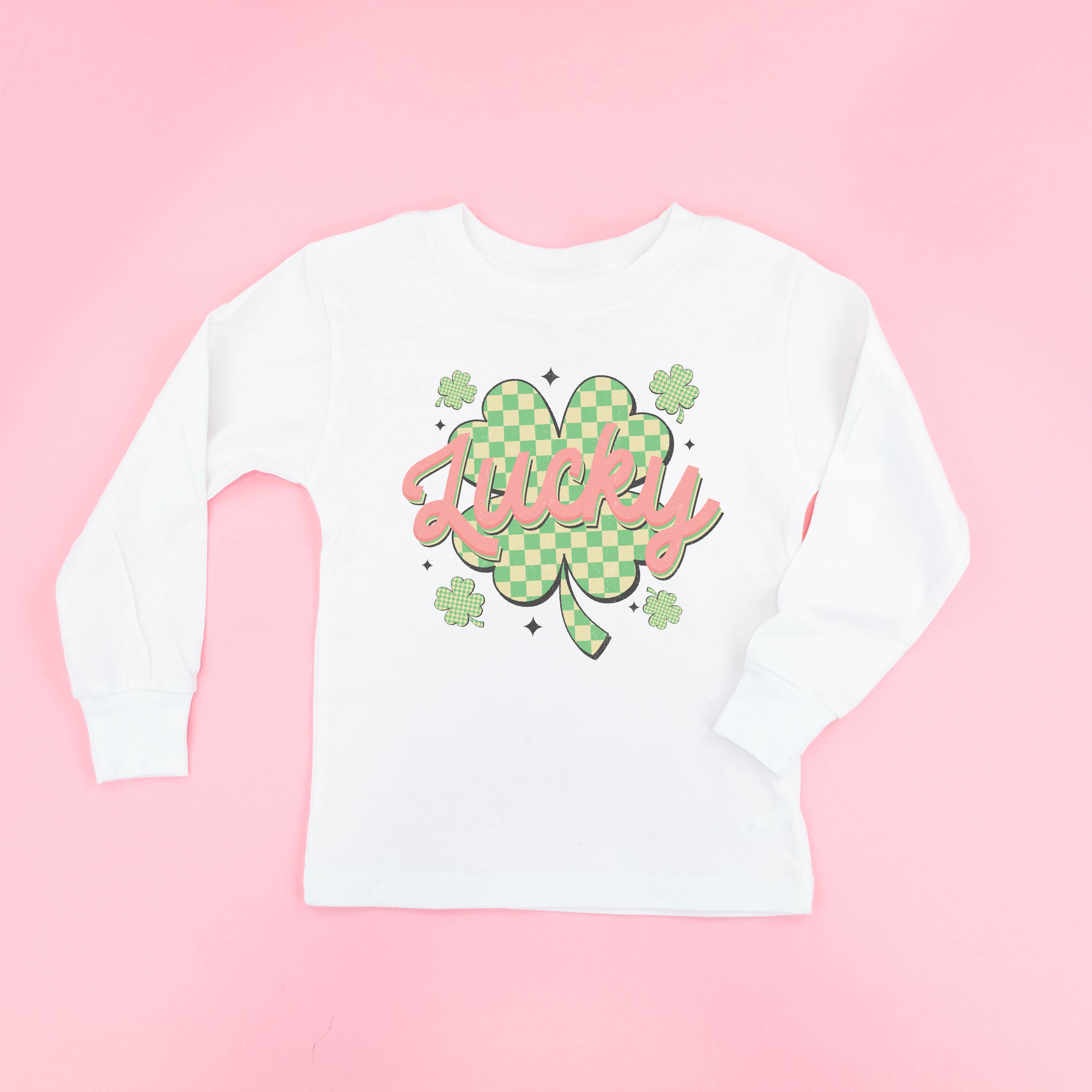 kids_long_sleeve_tees_checkered_shamrock_little_mama_shirt_shop