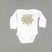 Checkered Lucky Shamrock - Child Long Sleeve Tee Little Mama Shirt Shop