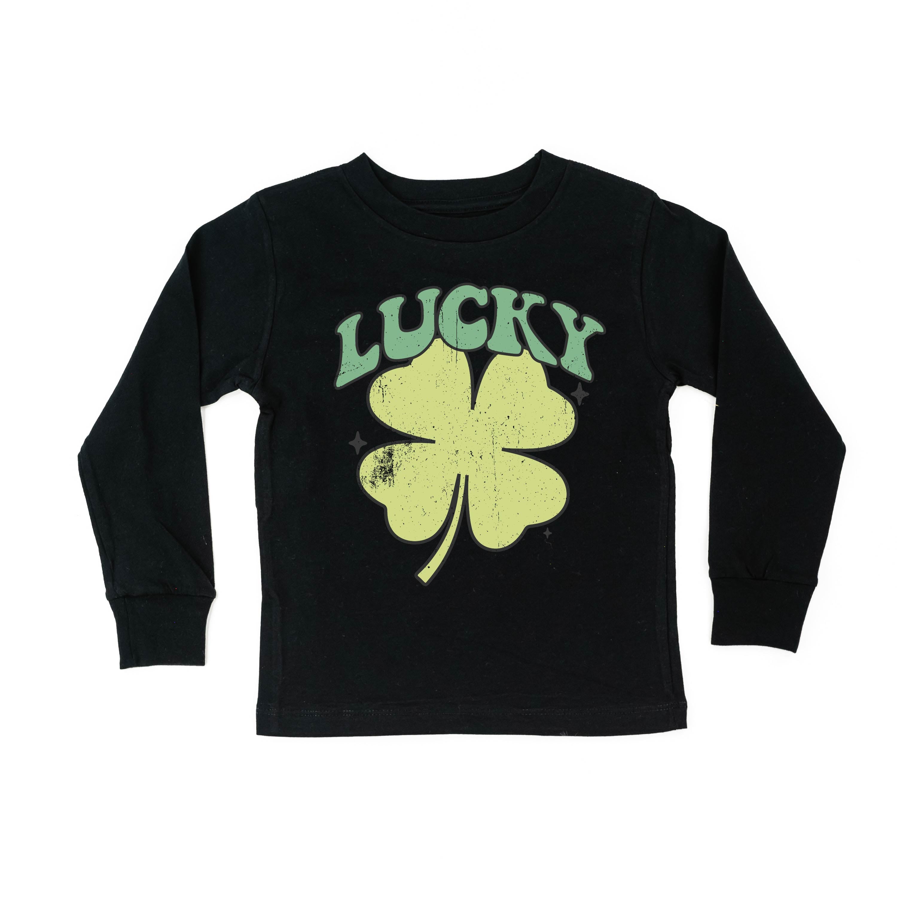Green Oversized Lucky Shamrock - Child Long Sleeve Tee Little Mama Shirt Shop