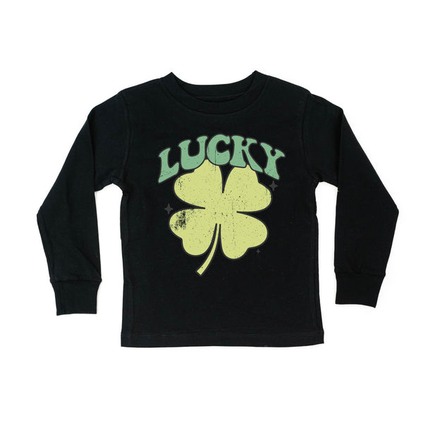 Green Oversized Lucky Shamrock - Long Sleeve Child Shirt