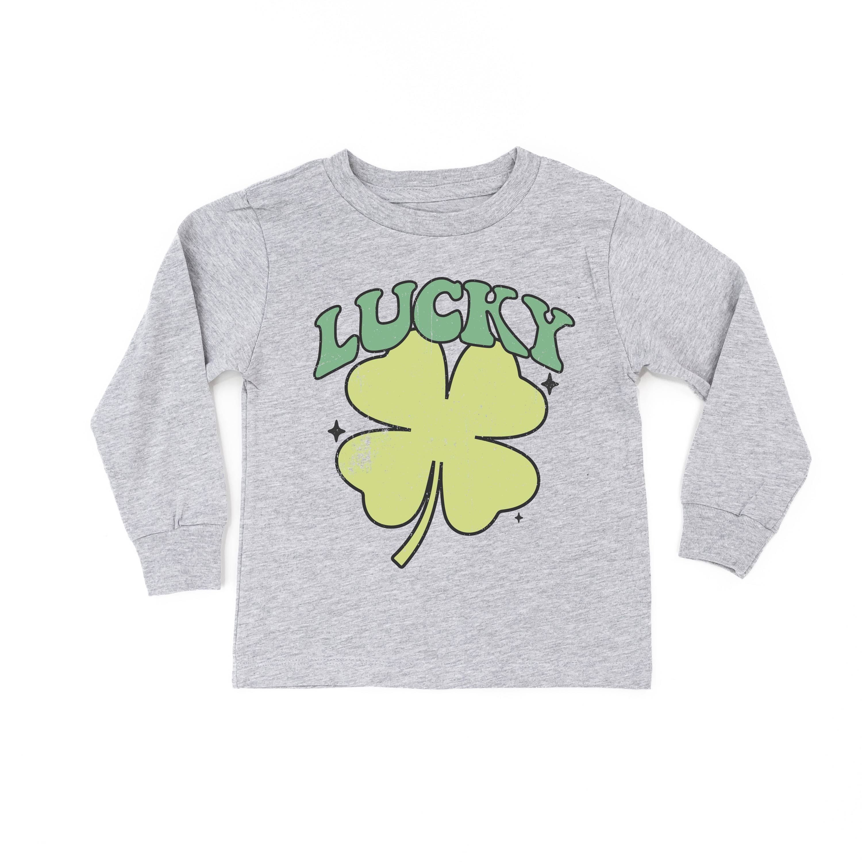 Green Oversized Lucky Shamrock - Child Long Sleeve Tee Little Mama Shirt Shop