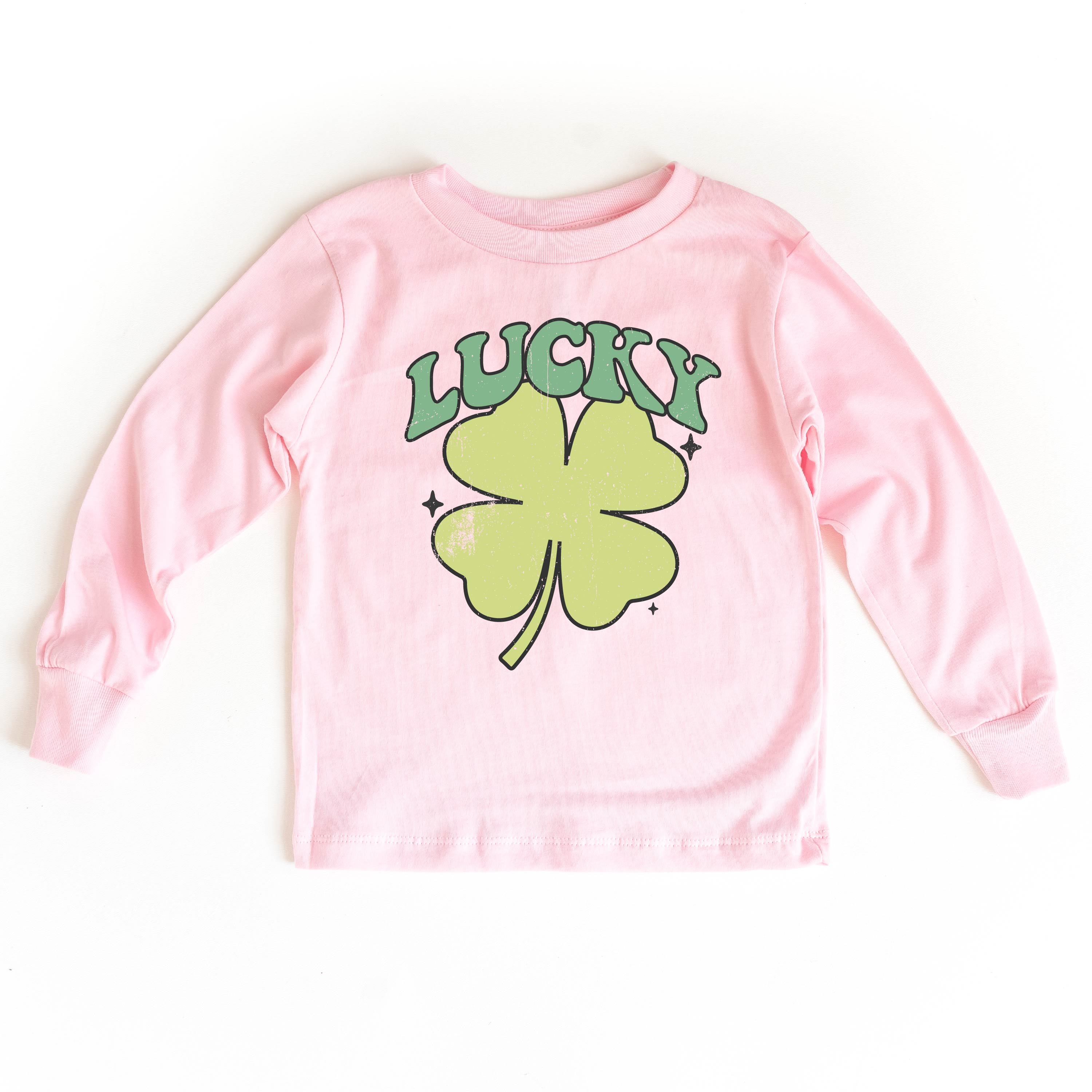 Green Oversized Lucky Shamrock - Child Long Sleeve Tee Little Mama Shirt Shop