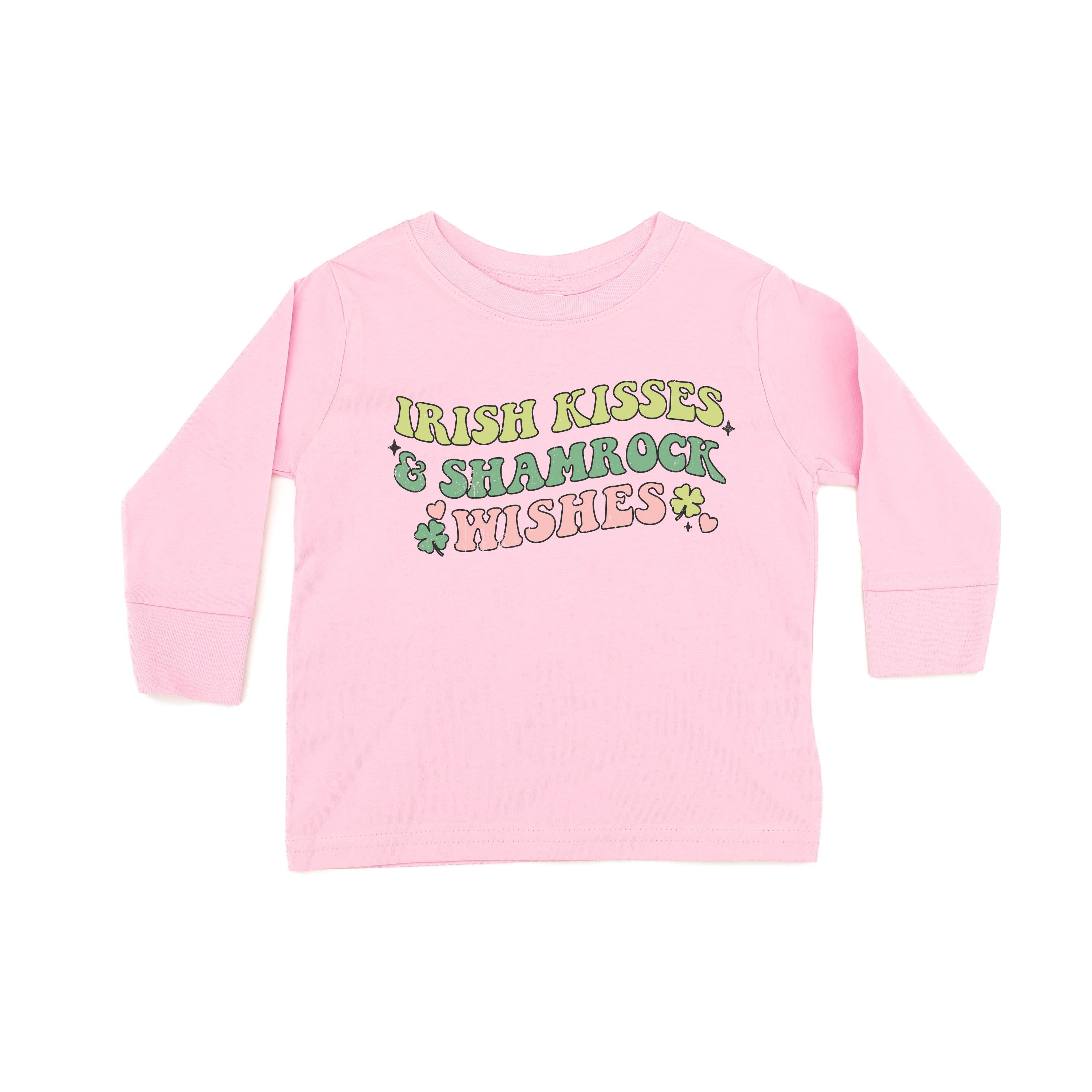 Irish Kisses & Shamrock Wishes - Child Long Sleeve Tee Little Mama Shirt Shop