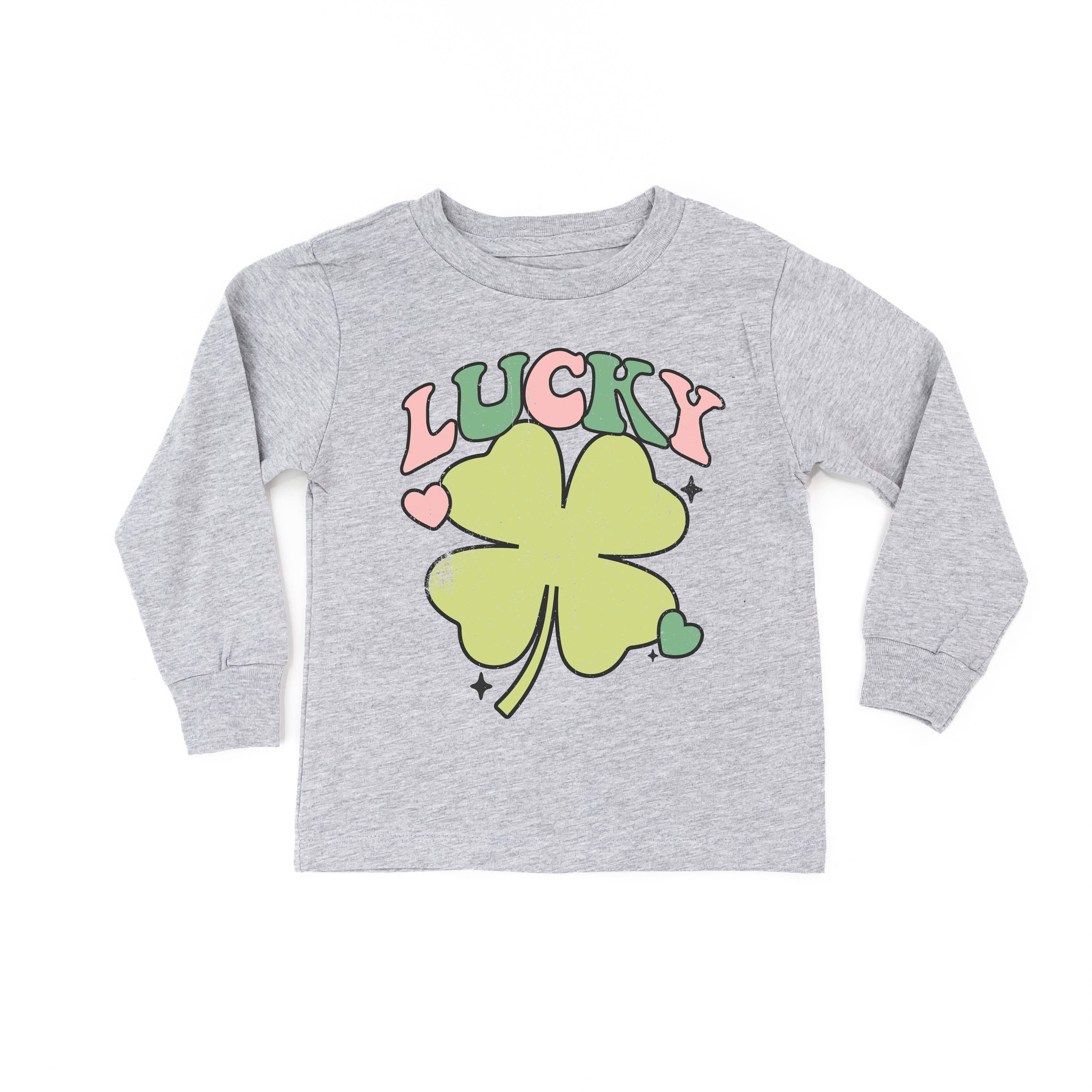 Green Oversized Lucky Shamrock - Child Long Sleeve Tee Little Mama Shirt Shop