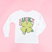 Green Oversized Lucky Shamrock - Child Long Sleeve Tee Little Mama Shirt Shop