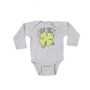 Green Oversized Lucky Shamrock - Child Long Sleeve Tee Little Mama Shirt Shop
