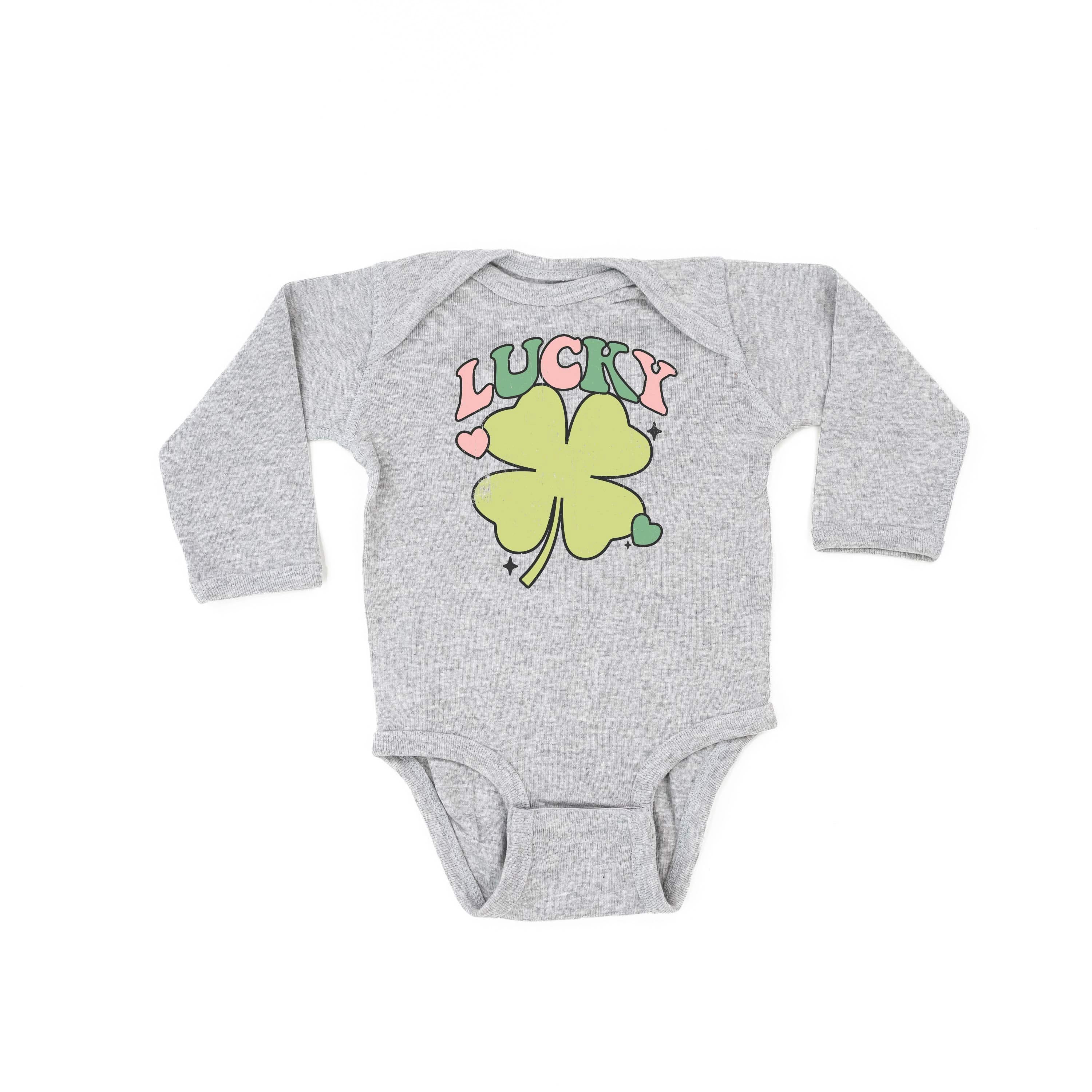 Green Oversized Lucky Shamrock - Child Long Sleeve Tee Little Mama Shirt Shop
