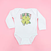 Green Oversized Lucky Shamrock - Child Long Sleeve Tee Little Mama Shirt Shop