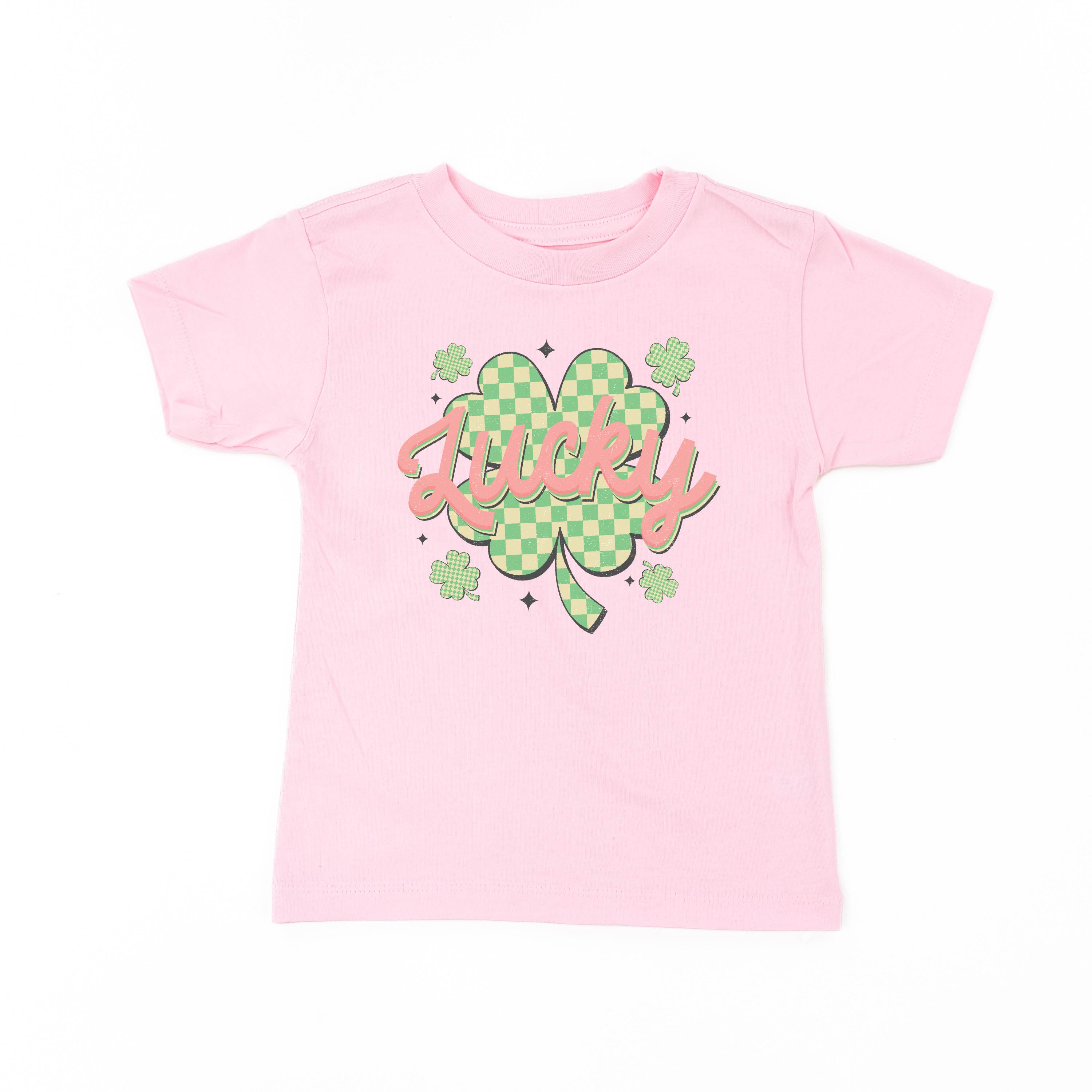 Checkered Lucky Shamrock - Child Tee Little Mama Shirt Shop