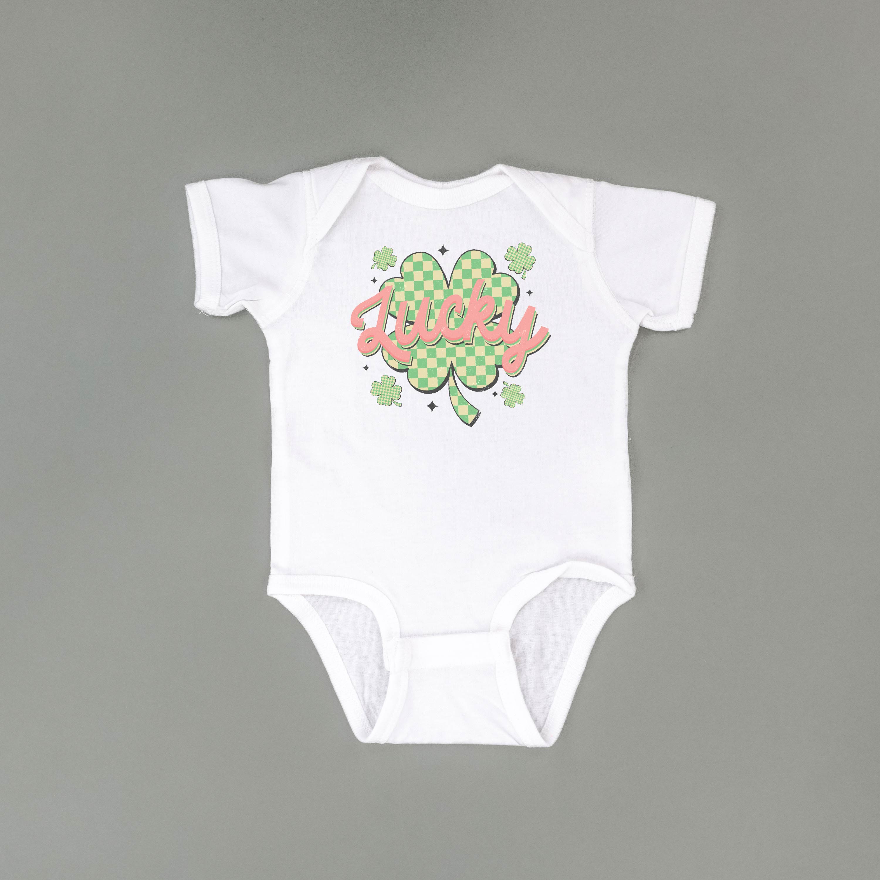 Checkered Lucky Shamrock - Infant Bodysuit/Tee Little Mama Shirt Shop