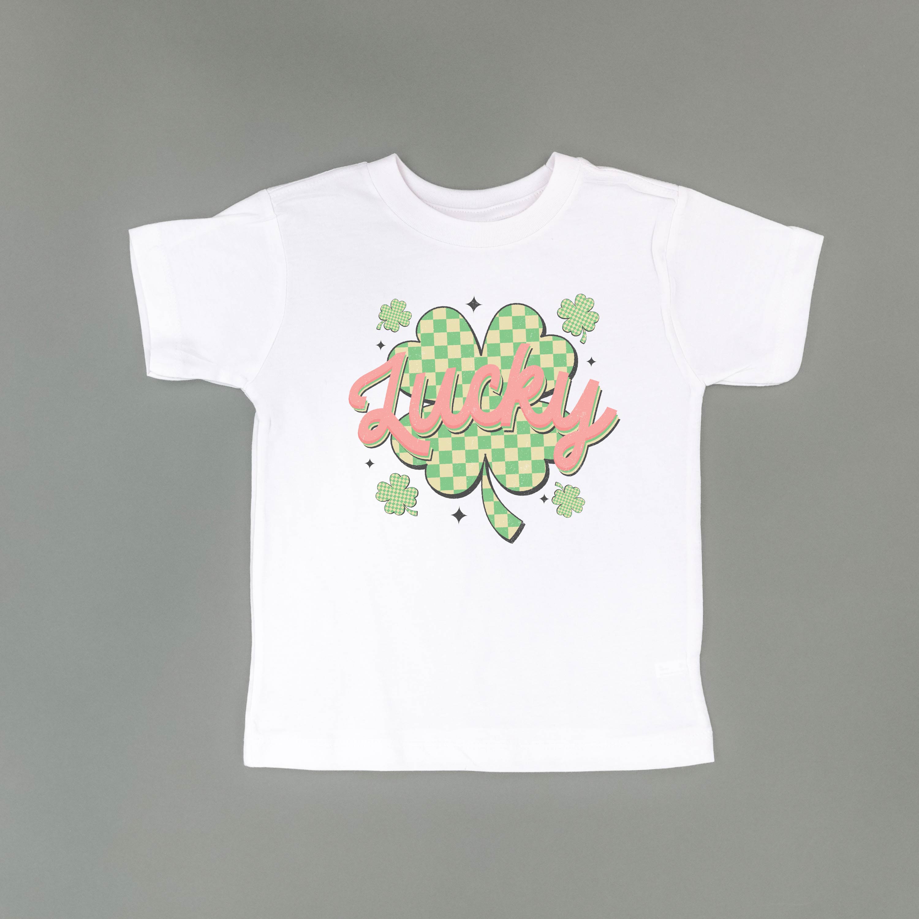 Checkered Lucky Shamrock - Child Tee Little Mama Shirt Shop