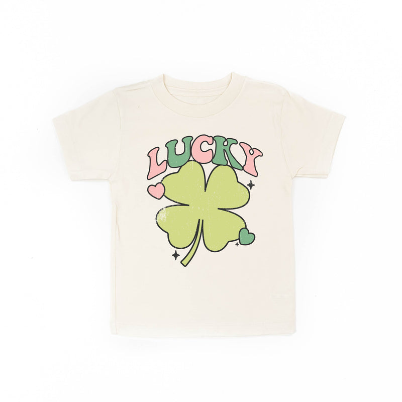 Pink and Green Oversized Lucky Shamrock - Short Sleeve Child Shirt