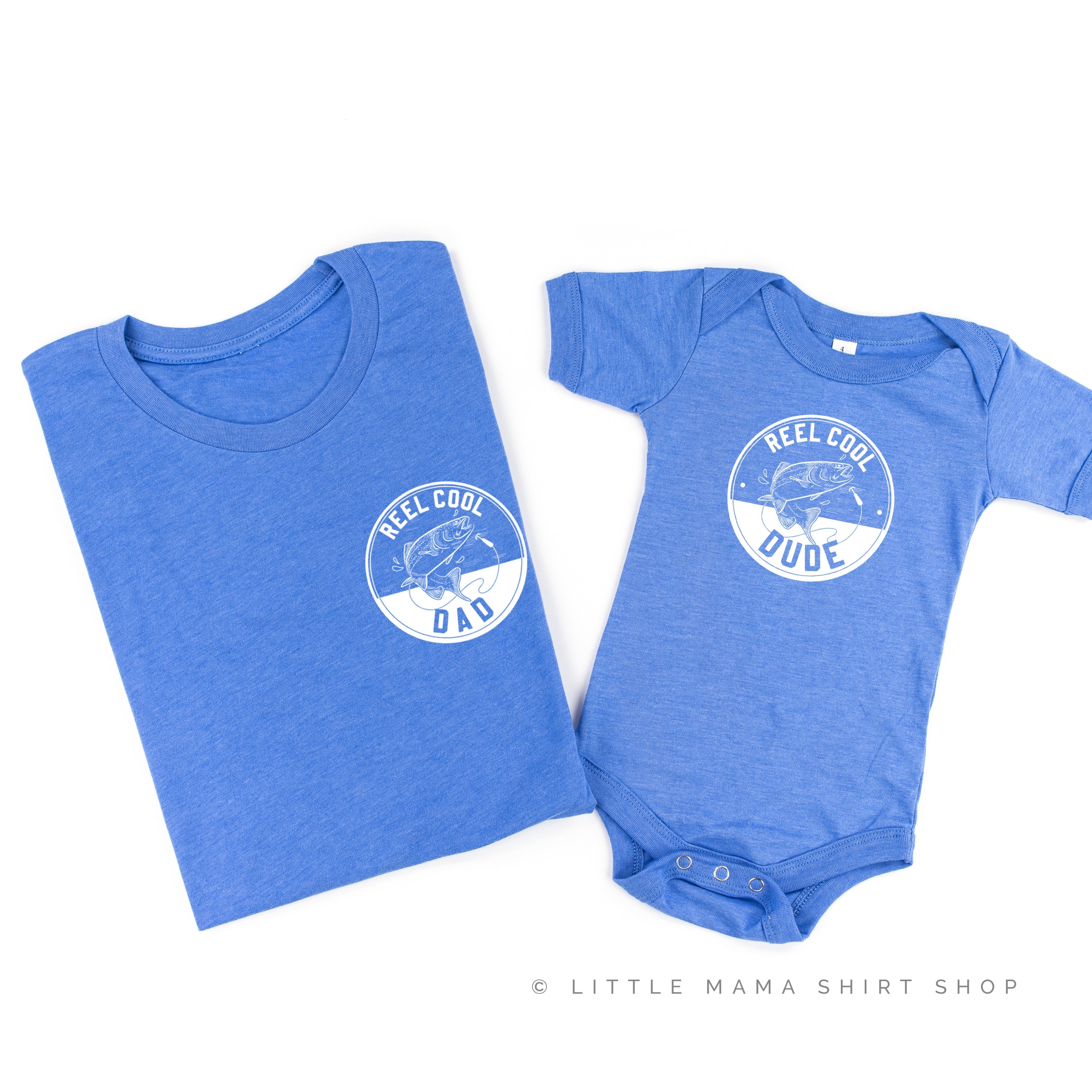 Reel Cool Dad (pocket) / Dude - Set of 2 Tees Little Mama Shirt Shop