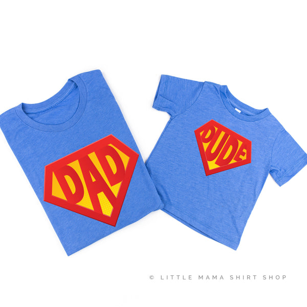 Super Dad / Super Dude - Set of 2 LAKESIDE BLUE Shirts