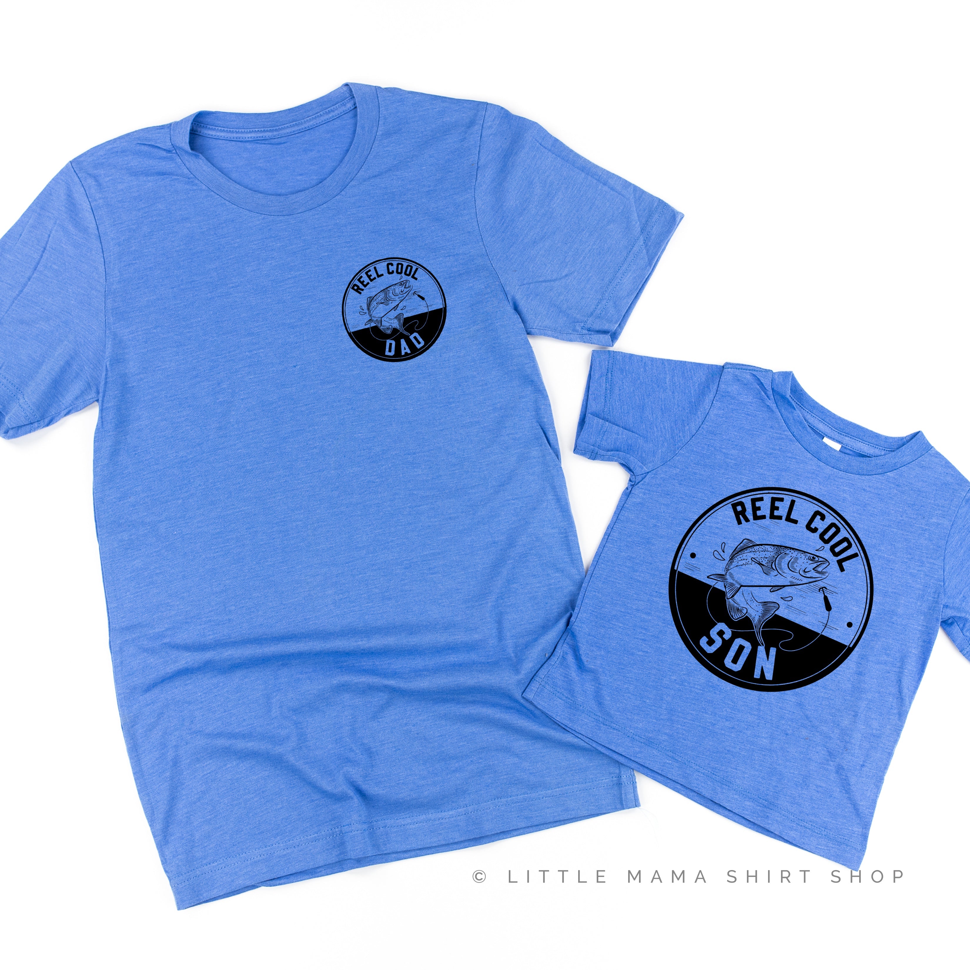 Reel Cool Dad (pocket)/ Son - Set of 2 Tees Little Mama Shirt Shop