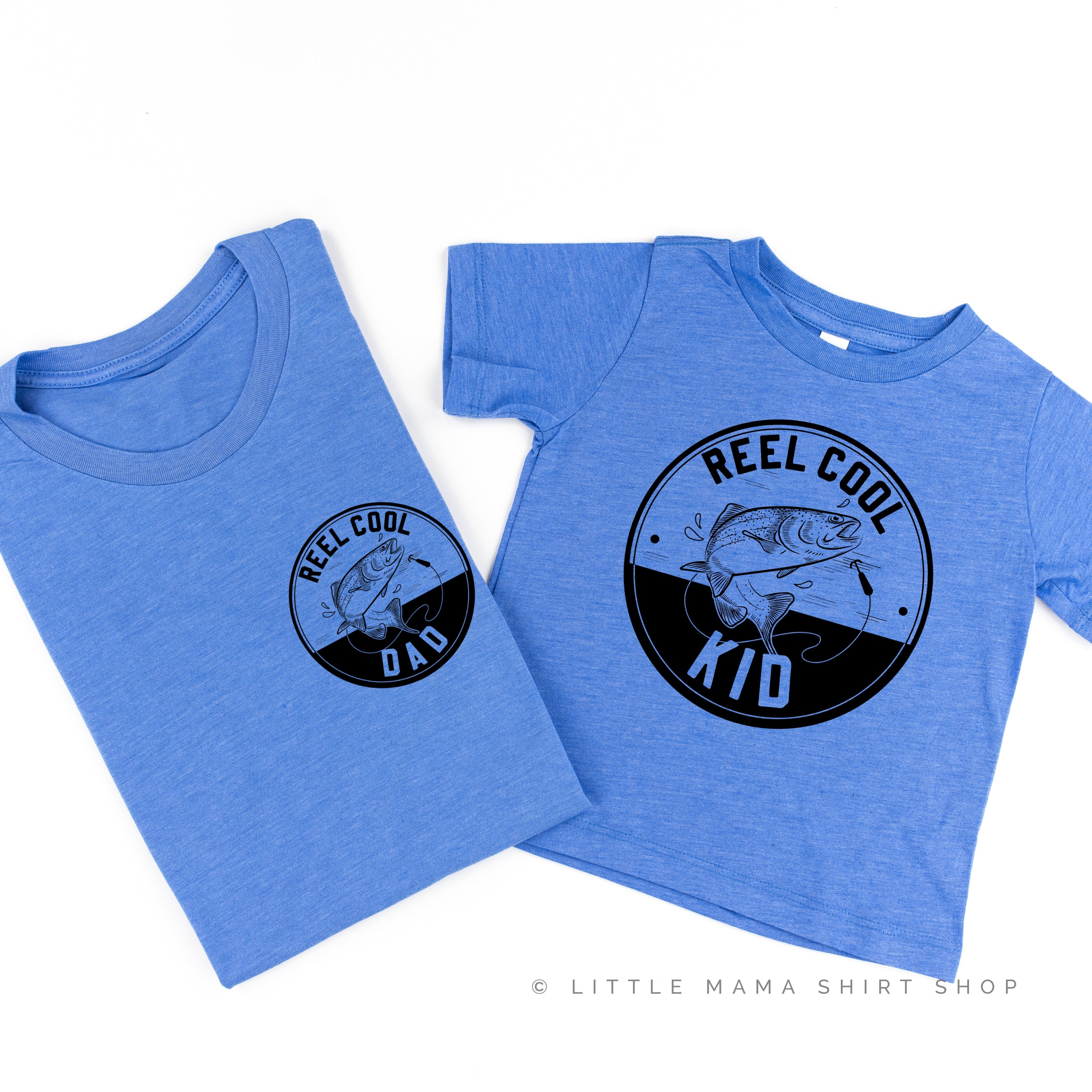 Reel Cool Dad (pocket) / Kid - Set of 2 Tees Little Mama Shirt Shop