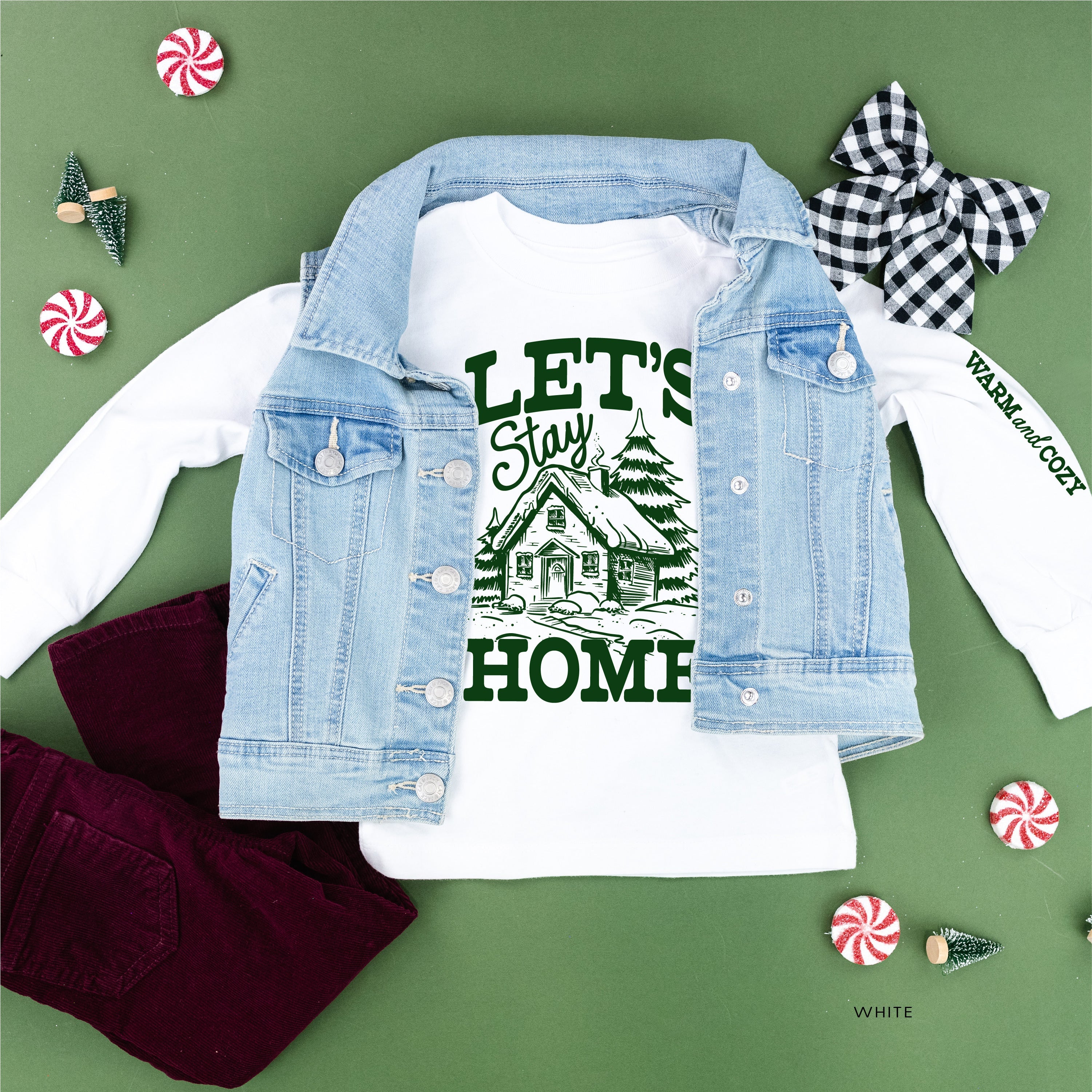 Let's Stay Home (sd) - Child LONG SLEEVE Tee Little Mama Shirt Shop