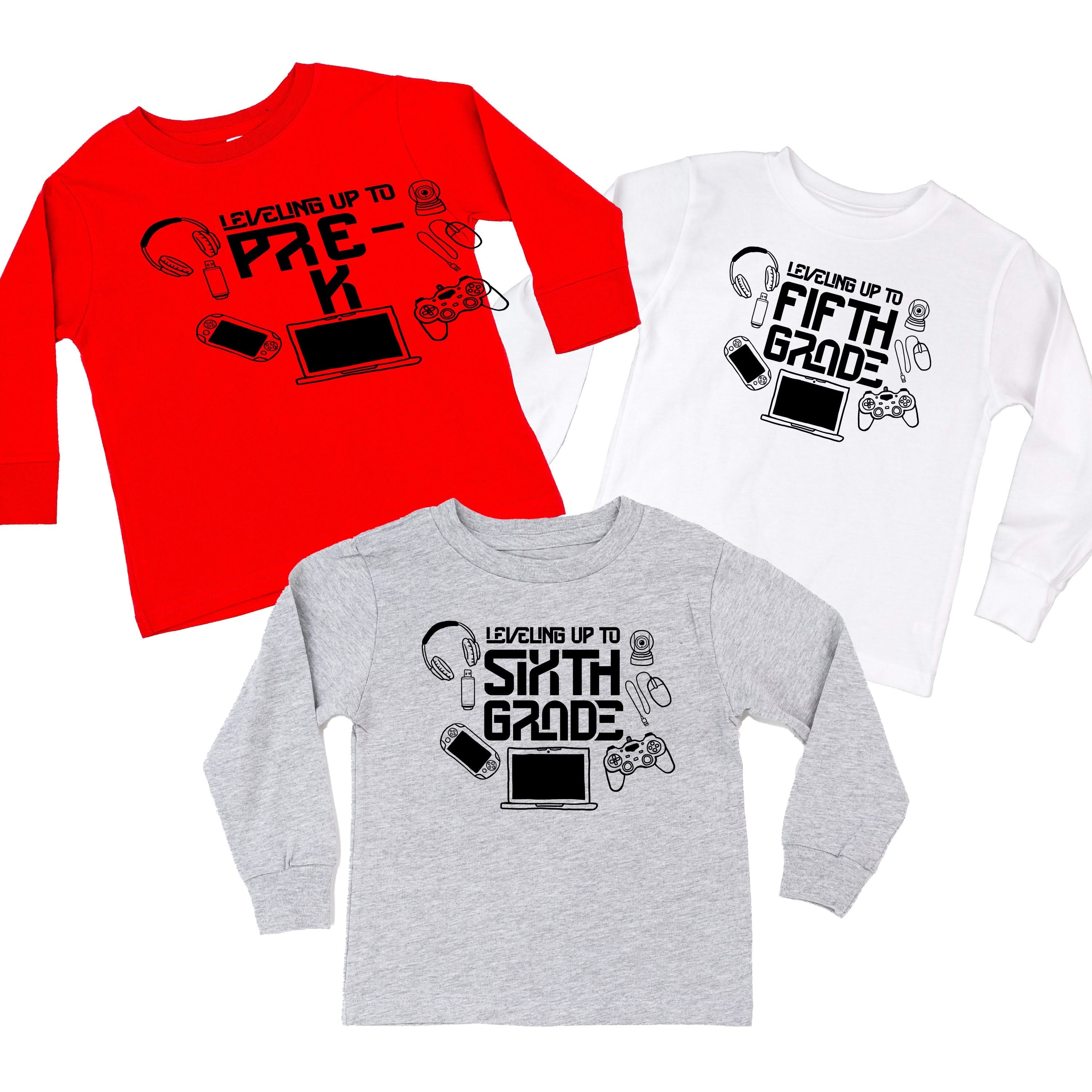 Leveling Up To (Choose Your Grade) - Child LONG SLEEVE Tee Little Mama Shirt Shop