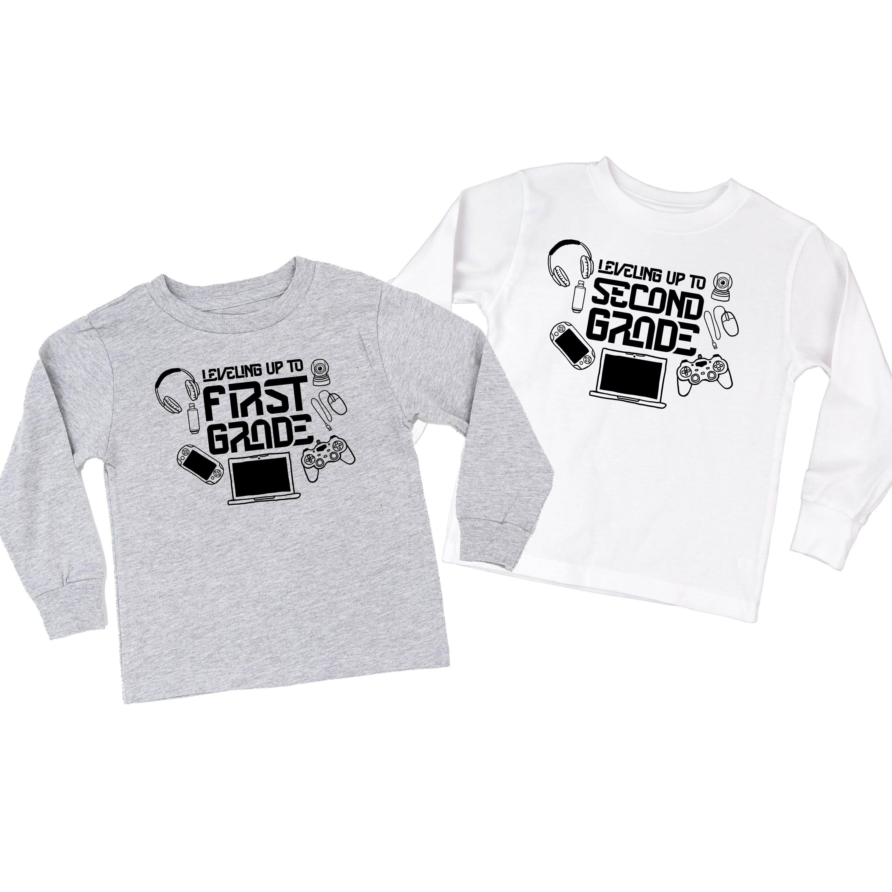 Leveling Up To (Choose Your Grade) - Child LONG SLEEVE Tee Little Mama Shirt Shop