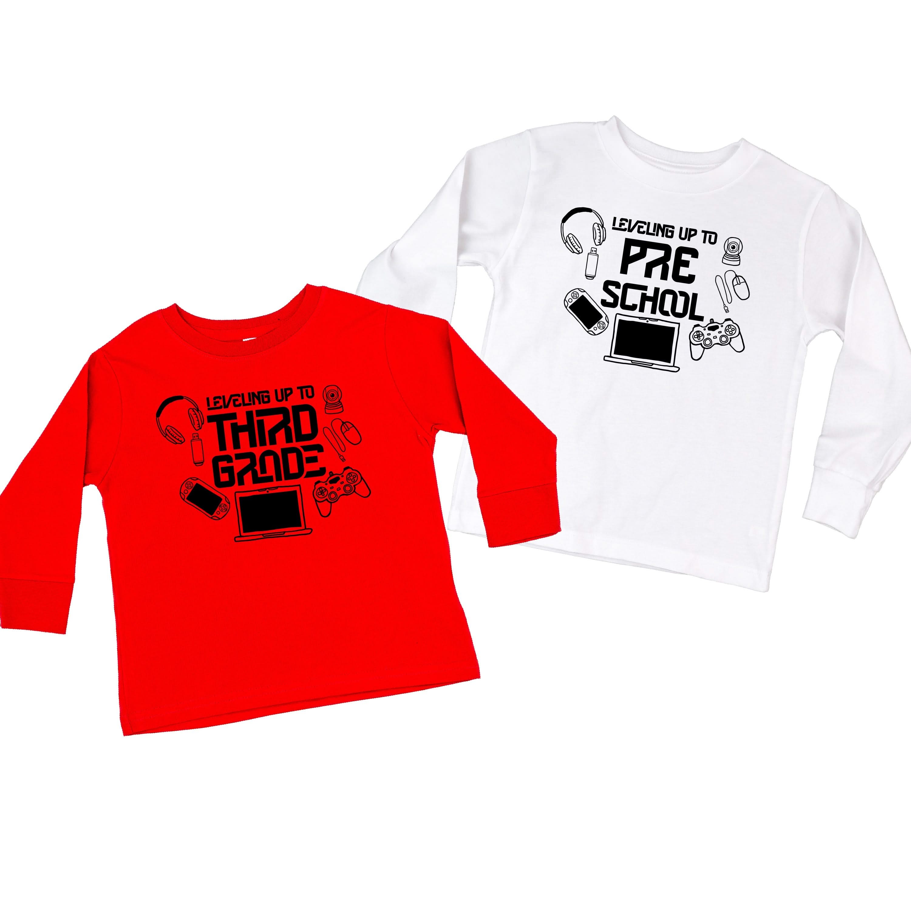 Leveling Up To (Choose Your Grade) - Child LONG SLEEVE Tee Little Mama Shirt Shop