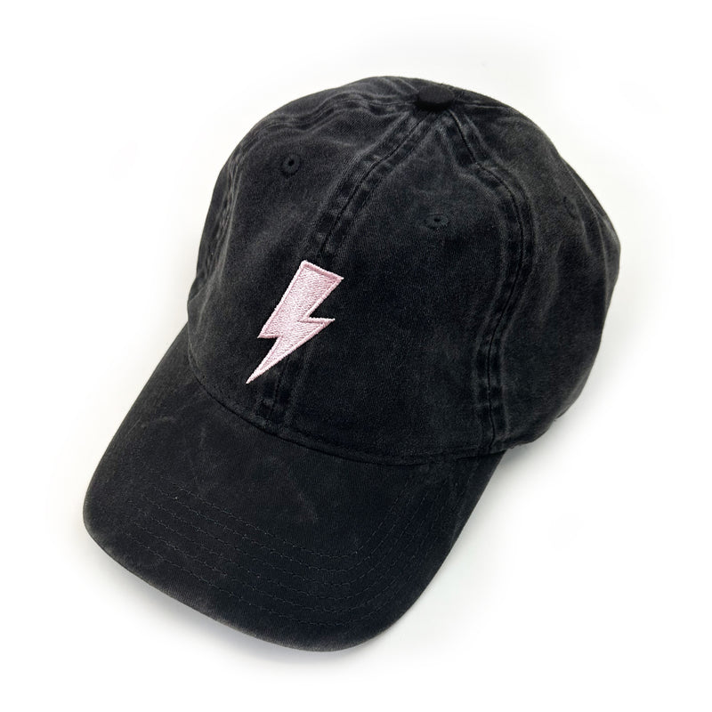 Adult Size - LIGHTNING BOLT - Heather Black Baseball Cap