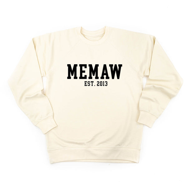 Memaw - EST. (Select Your Year) ﻿- Lightweight Pullover Sweater