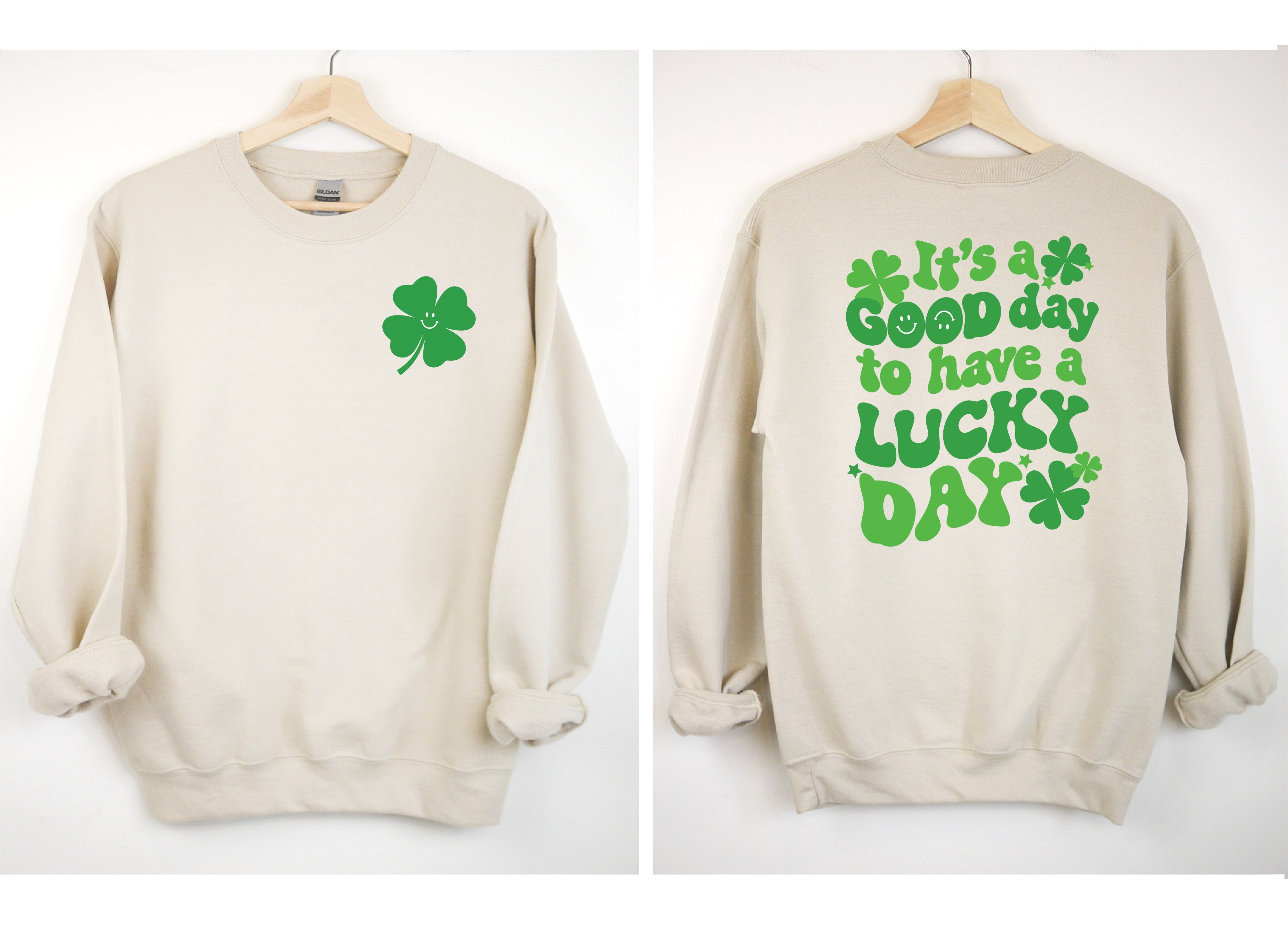 Little Happy Shamrock - It's A Good Day To Have A Lucky Day (pf&b) - BASIC Fleece Little Mama Shirt Shop LLC