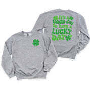 Little Happy Shamrock - It's A Good Day To Have A Lucky Day (pf&b) - BASIC Fleece Little Mama Shirt Shop LLC