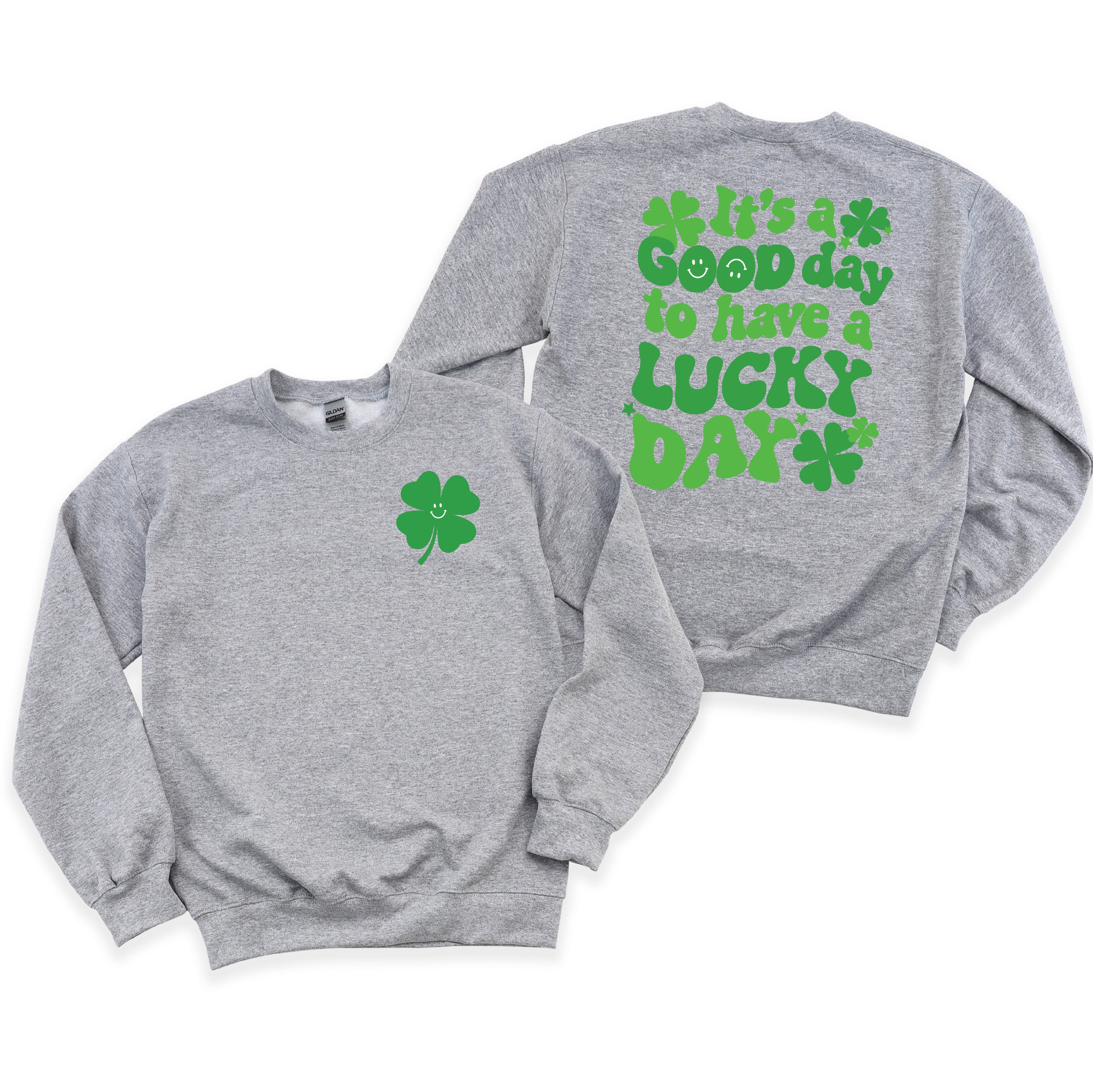 Little Happy Shamrock - It's A Good Day To Have A Lucky Day (pf&b) - BASIC Fleece Little Mama Shirt Shop LLC