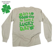 Little Happy Shamrock - It's A Good Day To Have A Lucky Day (pf&b) - LONG SLEEVE Comfort Colors Tee Little Mama Shirt Shop