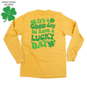 Little Happy Shamrock - It's A Good Day To Have A Lucky Day (pf&b) - LONG SLEEVE Comfort Colors Tee Little Mama Shirt Shop