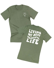 Living My Best Principal Life - Melty Smiley (pf & b) - Unisex Tee Little Mama Shirt Shop