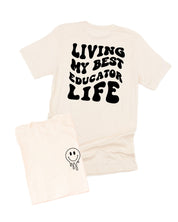 Living My Best Educator Life - Melty Smiley (pf & b) - Unisex Tee Little Mama Shirt Shop