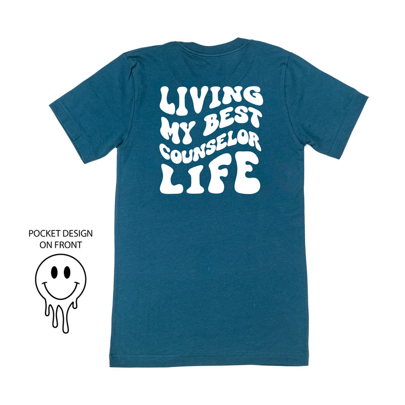 Living My Best Counselor Life (w/ Pocket Melty Smiley) - Unisex Tee