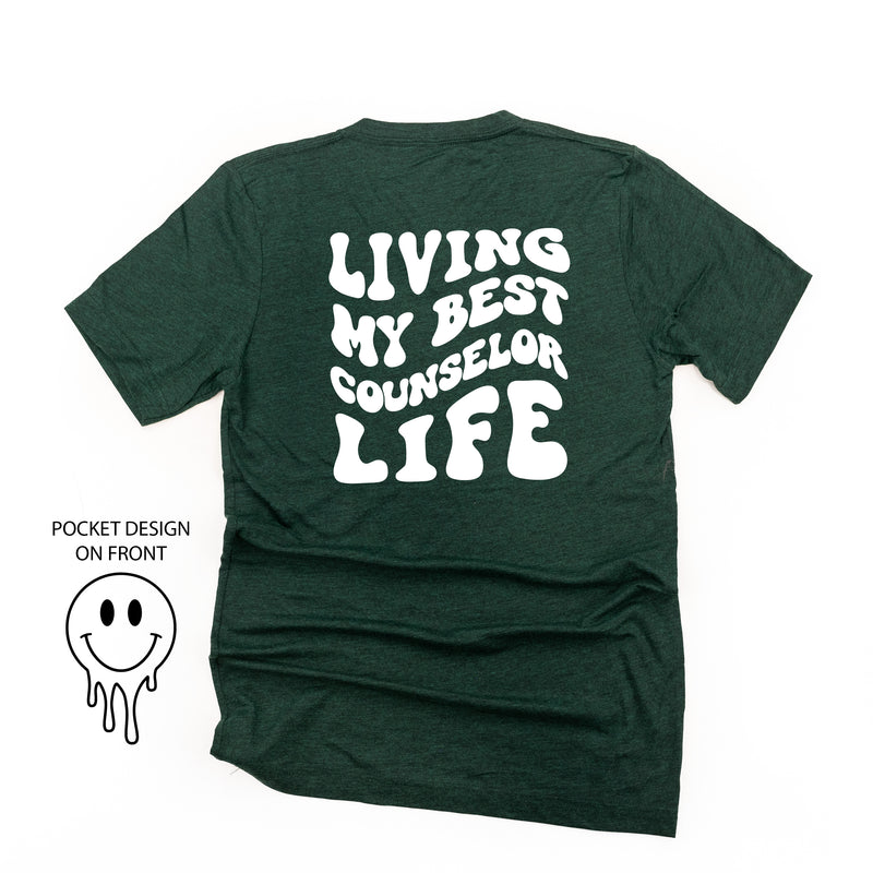 Living My Best Counselor Life (w/ Pocket Melty Smiley) - Unisex Tee