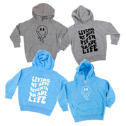 Living My Best (Choose Your Grade) Life - Melty Smiley (f & b) - Child HOODIE Little Mama Shirt Shop LLC