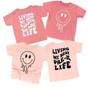 Living My Best (Choose Your Grade) Life - Melty Smiley (f & b) - Child Tee Little Mama Shirt Shop