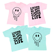 Living My Best (Choose Your Grade) Life - Melty Smiley (f & b) - Child Tee Little Mama Shirt Shop