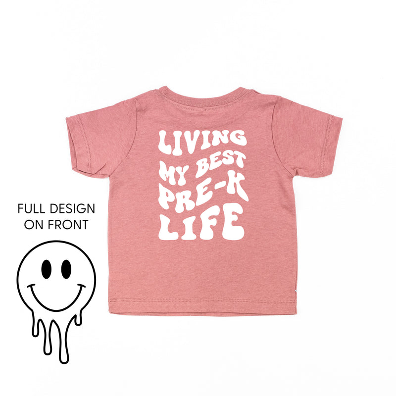 Living My Best Pre-K Life (w/ Full Melty Smiley) - Short Sleeve Child Shirt