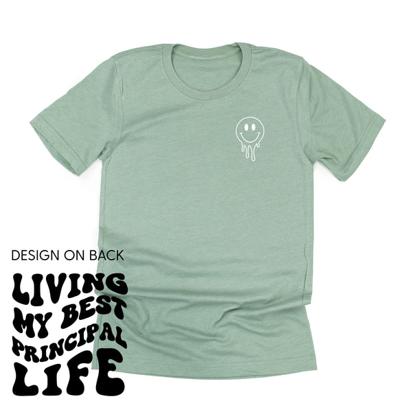 Living My Best Principal Life (w/ Pocket Melty Smiley) - Unisex Tee