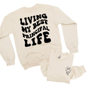 Living My Best Principal Life - Melty Smiley (pf & b) - BASIC Fleece Little Mama Shirt Shop LLC