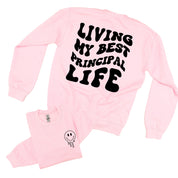 Living My Best Principal Life - Melty Smiley (pf & b) - BASIC Fleece Little Mama Shirt Shop LLC