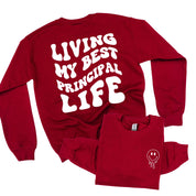Living My Best Principal Life - Melty Smiley (pf & b) - BASIC Fleece Little Mama Shirt Shop LLC