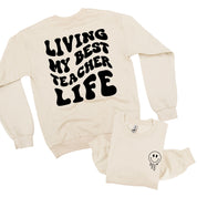 Living My Best Teacher Life - Melty Smiley (pf & b) - BASIC Fleece Little Mama Shirt Shop LLC