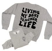 Living My Best Teacher Life - Melty Smiley (pf & b) - BASIC Fleece Little Mama Shirt Shop LLC