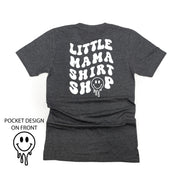 Little Mama Shirt Shop® MELTY Logo w/ Smiley Pocket - Unisex Tee Little Mama Shirt Shop