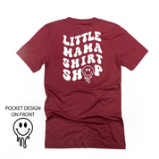 Little Mama Shirt Shop® MELTY Logo w/ Smiley Pocket - Unisex Tee Little Mama Shirt Shop