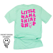 Little Mama Shirt Shop® MELTY Logo w/ Smiley Pocket - Unisex Tee Little Mama Shirt Shop